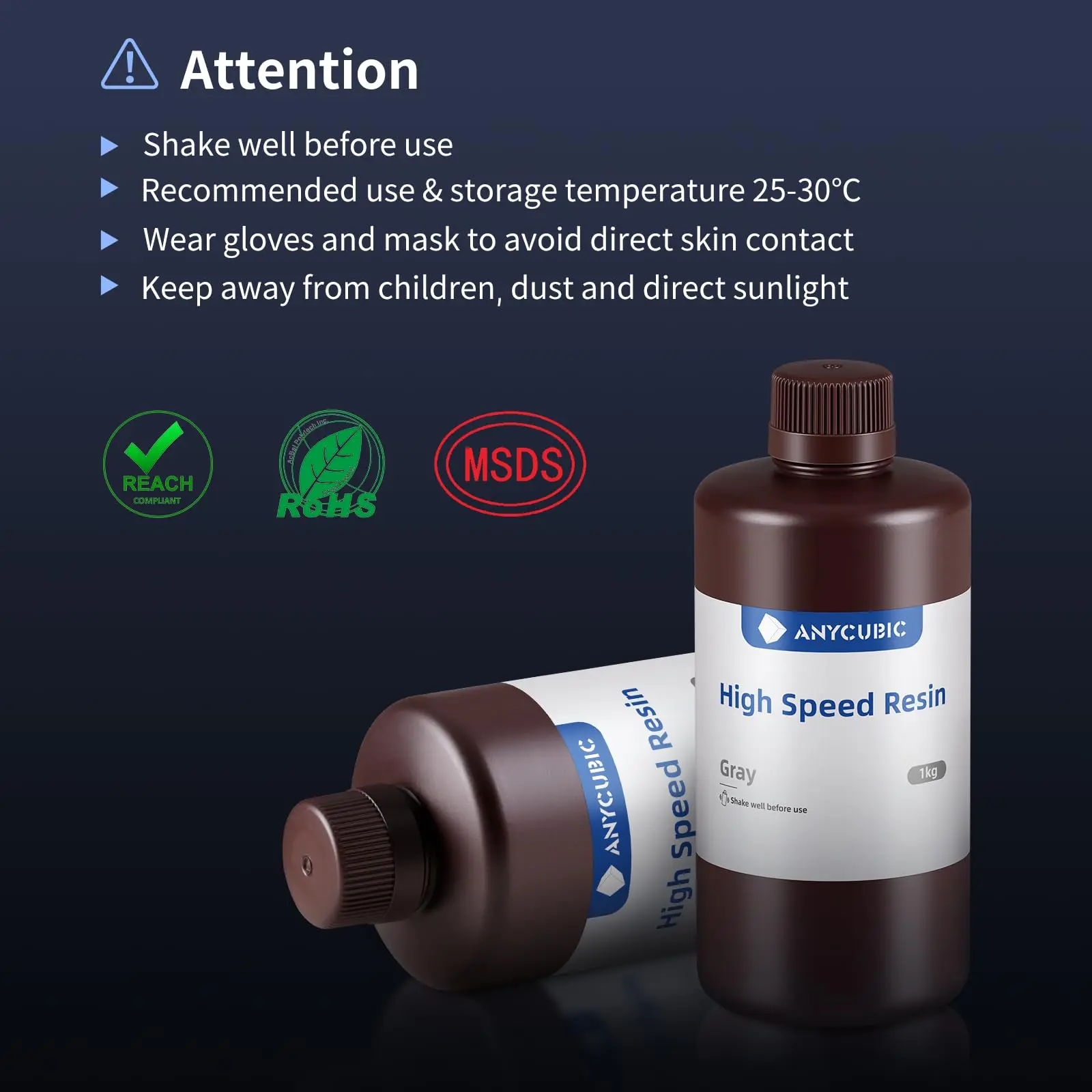 ANYCUBIC High Speed 3D Printer Resin, Apply for Large-Size 3D Printing Models,Low Viscosity and Stable