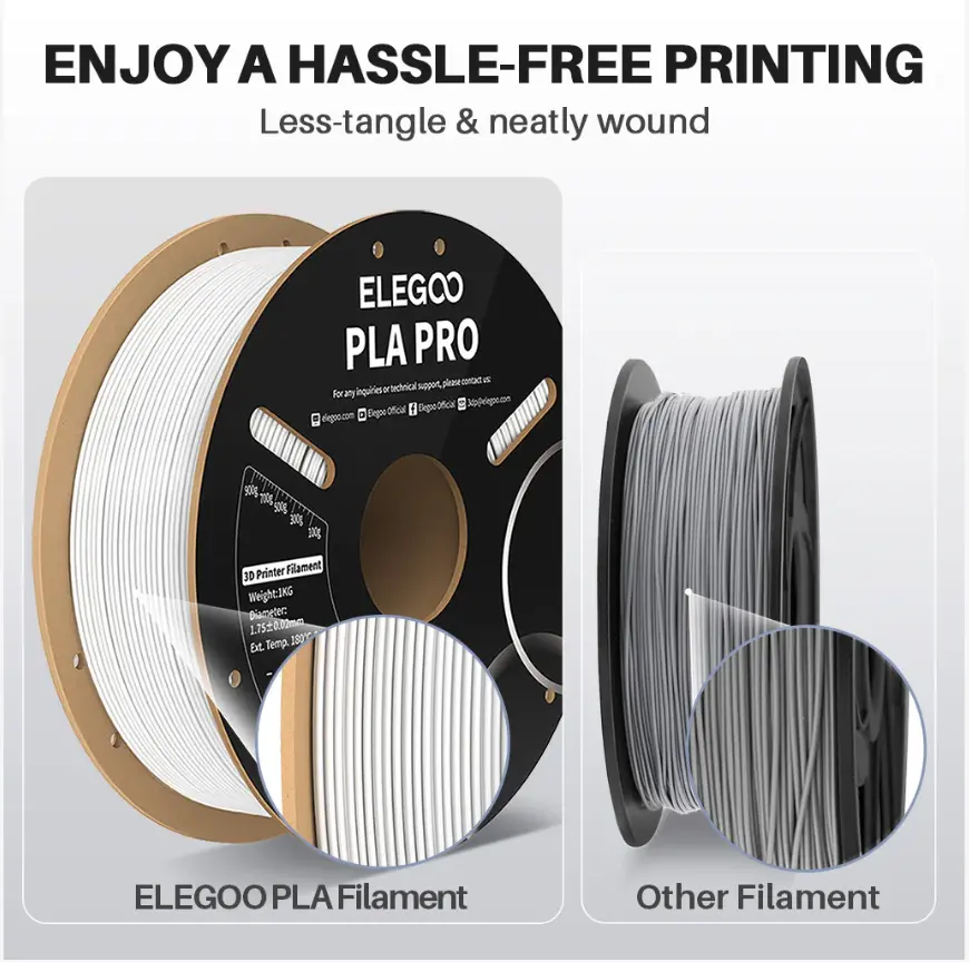 ELEGOO PLA PRO Filament 1.75mm Colored ,Improved Rigidity Easy to Print 3D Printer Filament Dimensional Accuracy