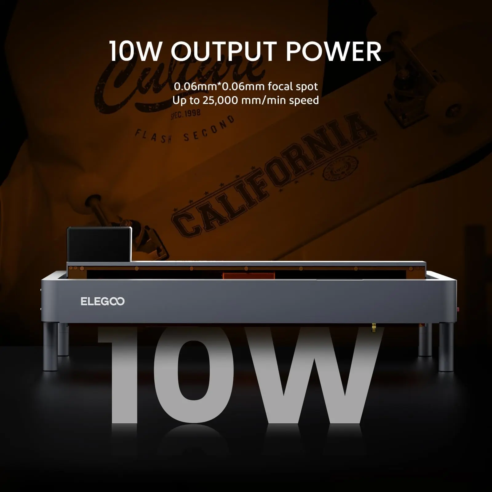 ELEGOO PHECDA 10W Laser Engraver & Cutter with Air Assist, CNC Laser Engraving and Cutting Machine for Wood and Metal, Dark Acrylic, 400x400mm Engraving Area (Basic)