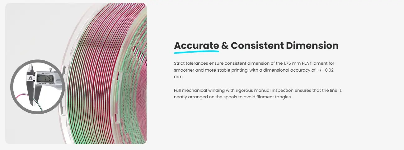 ELEGOO SILK PLA Filament color ,High Reliability , for Most FDM 3D Printers,Accurate & Consistent Dimension