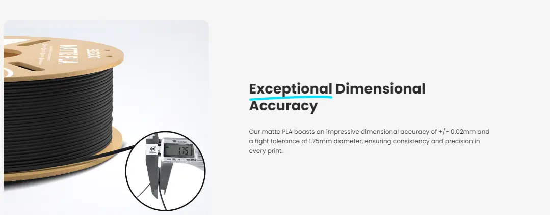 ELEGOO MATTE PLA Filament color  ,High Reliability ,High Compatibility,Accurate & Consistent Dimension