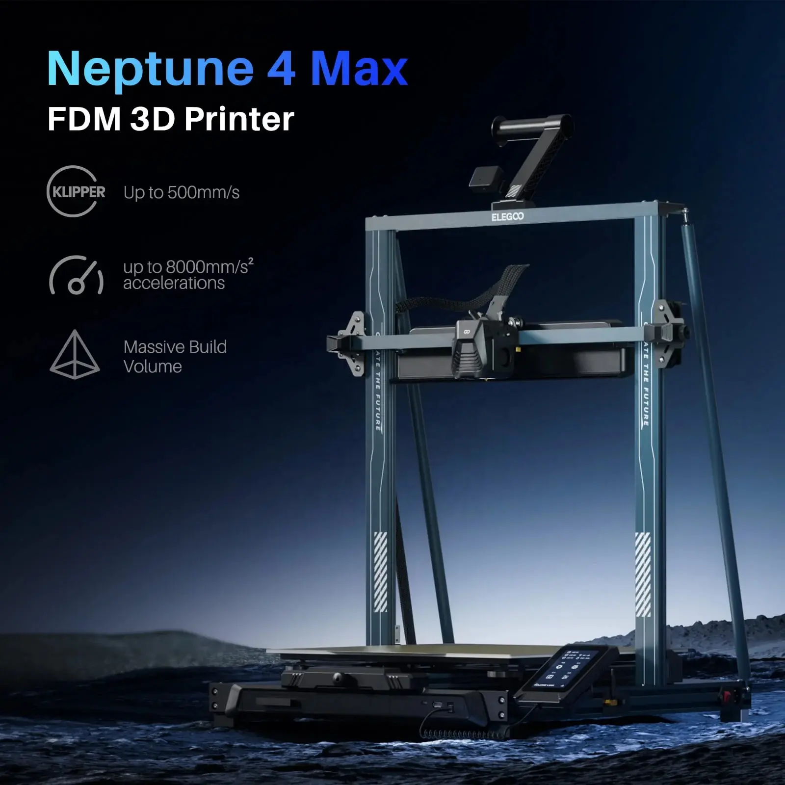 ELEGOO Neptune 4 Max FDM 3D Printer, 500mm/s High-Speed Fast 3d Printer, 420*420*480mm Printing Size