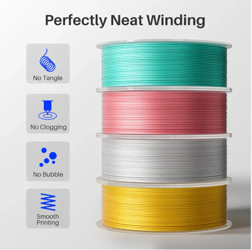 ELEGOO SILK PLA Filament color ,High Reliability , for Most FDM 3D Printers,Accurate & Consistent Dimension
