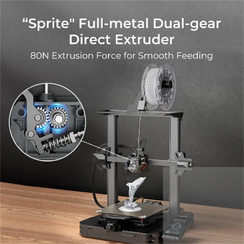 Official Creality Ender 3 S1 Pro 3D Printer High-Temp Nozzle Sprite Full Metal Extruder with CR Touch Auto Leveling Size