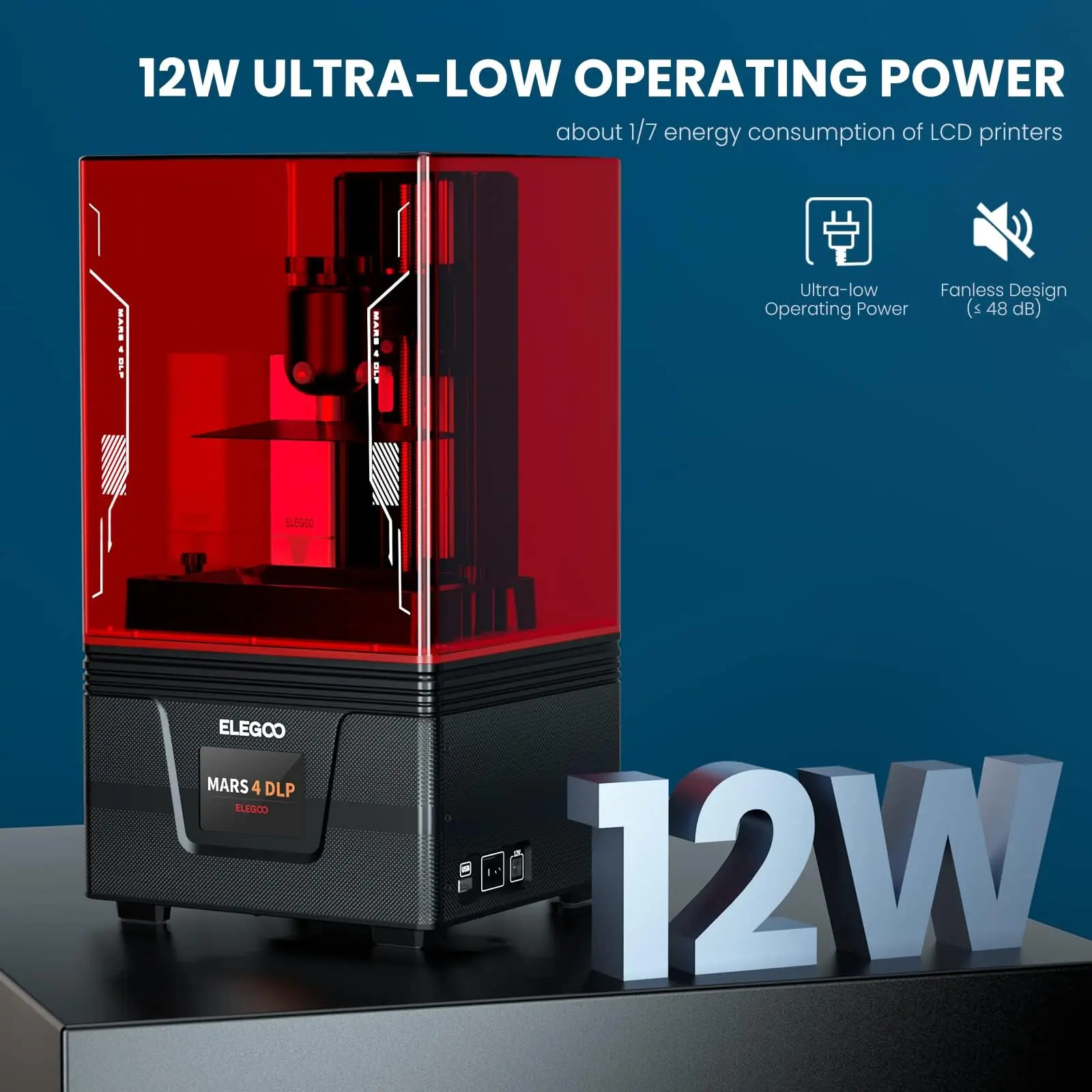 ELEGOO Mars 4 DLP with Ultra-Quiet Printing, 20000+ Hours Service Life, and Ultra-Low Operating Power  3D Printer