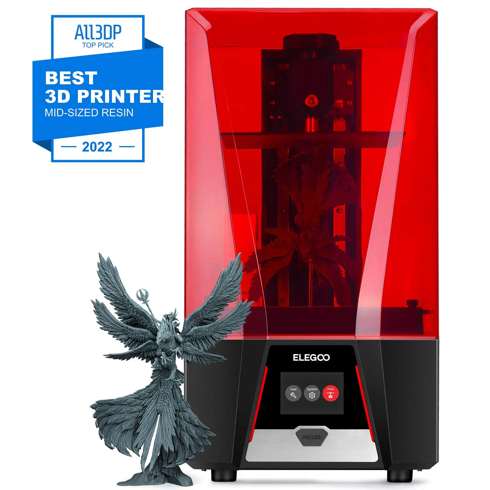 Saturn 2 8K Resin 3D Printer and ELEGOO Mercury XS Bundle Washing and Curing Station and ELEGOO 8K Standard Photopolymer Resin Grey 1000G