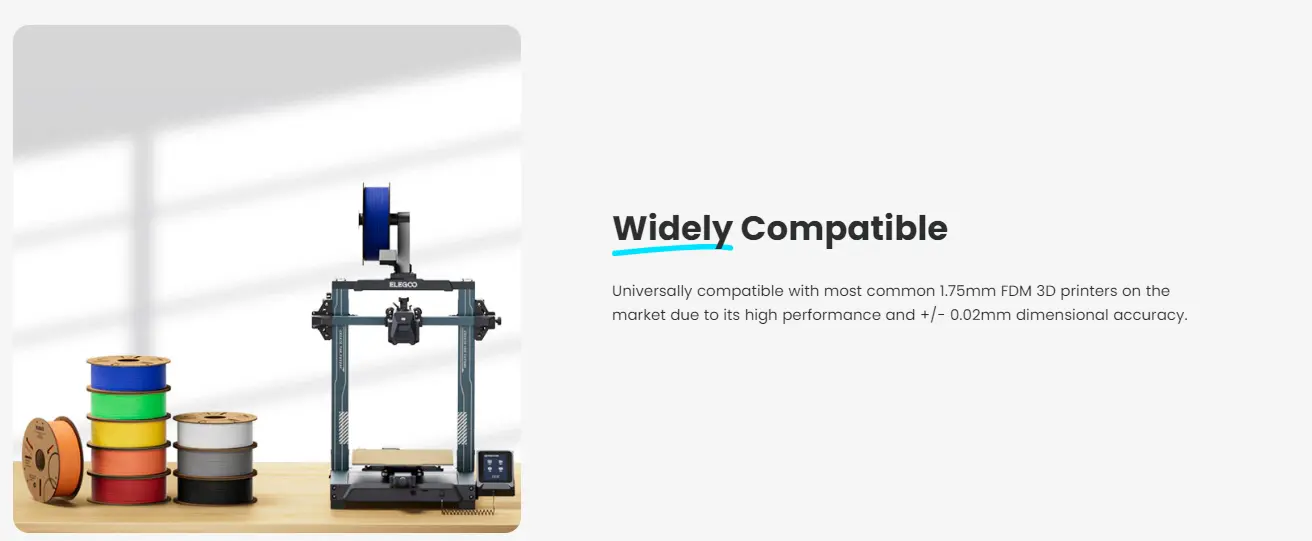 ELEGOO PLA+ Filament 1.75mm Colored PLA+ Tougher and Stronger  ,High Reliability ,Accurate & Consistent Dimension