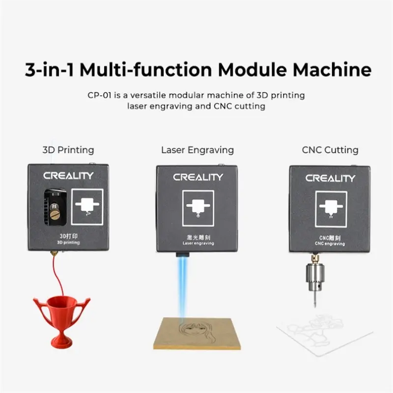 Official Creality CP-01 3-in-1 3D Printer/Laser Engraver/CNC Cutting Function, 200x200x200mm Build Volume