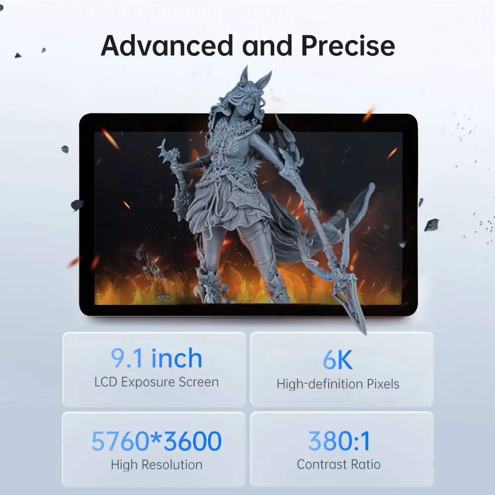 Anycubic Photon Mono X 6Ks with Dimension of 195.84x122.4x200mm 9.1 inch 6K Screen and High-resolution Experience