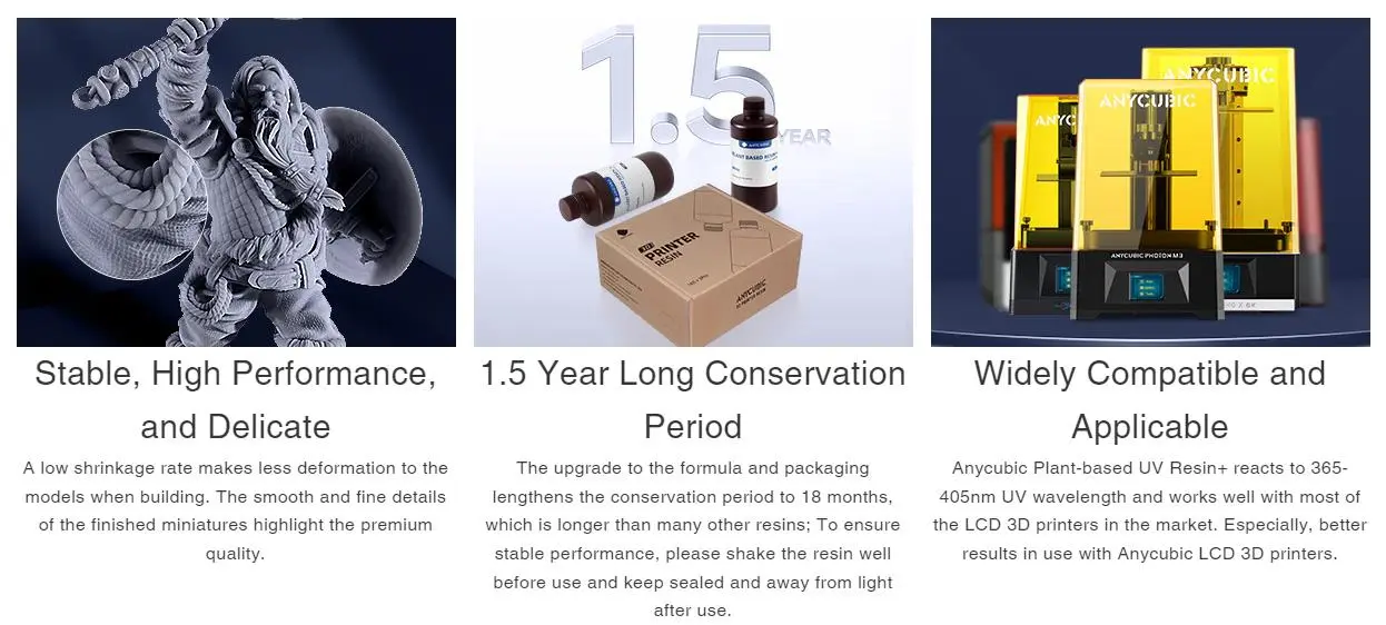 ANYCUBIC  ECO Plant-Based Resin UV RESIN,Low Odor, Photopolymer Resin for LCD 3D Printing,1kg multipel color