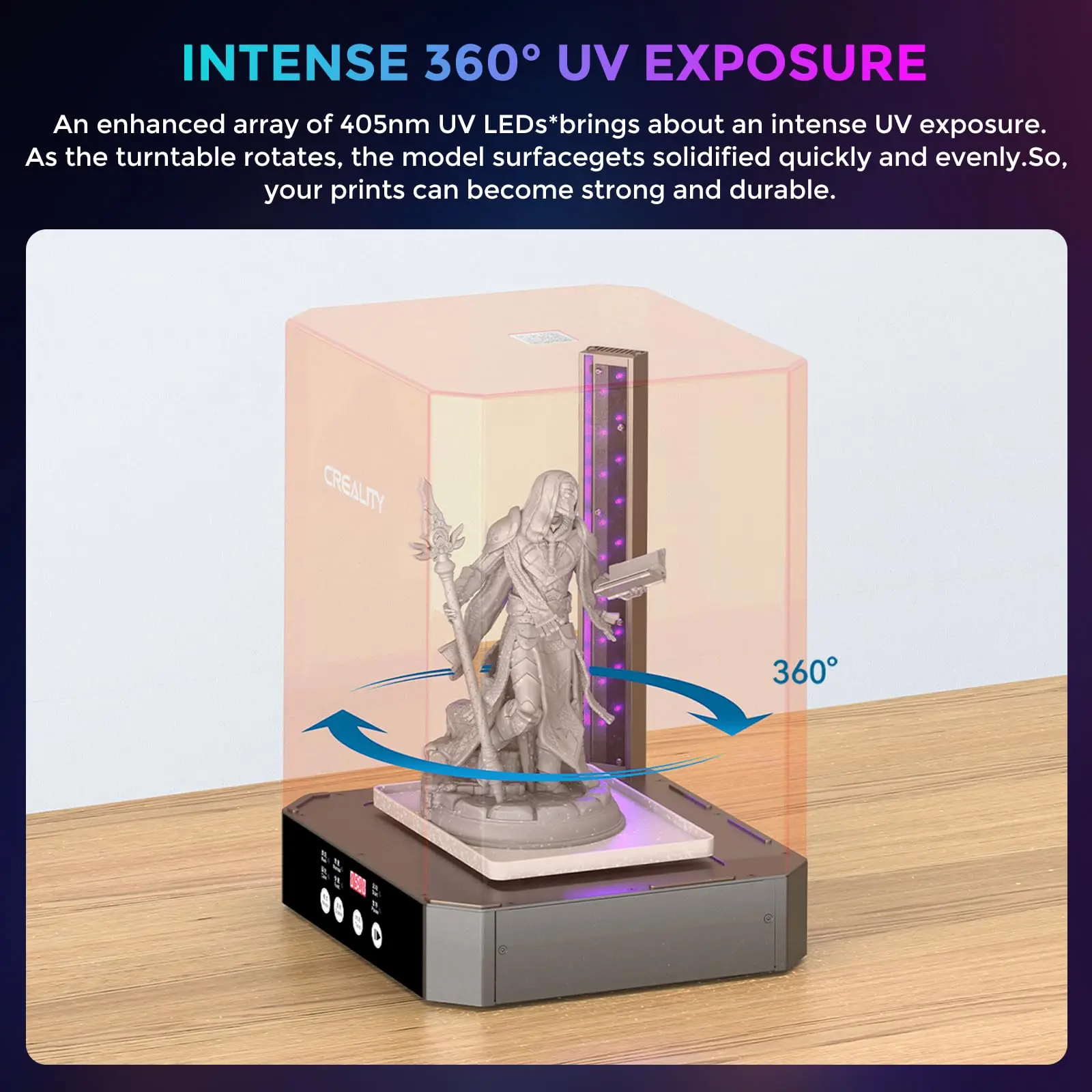 Creality UW-03 Large Size Cure and Wash Station 2 in 1 Machine Resin 3D Printer Gen 3.0,HIGH-POWERED LED LIGHTS