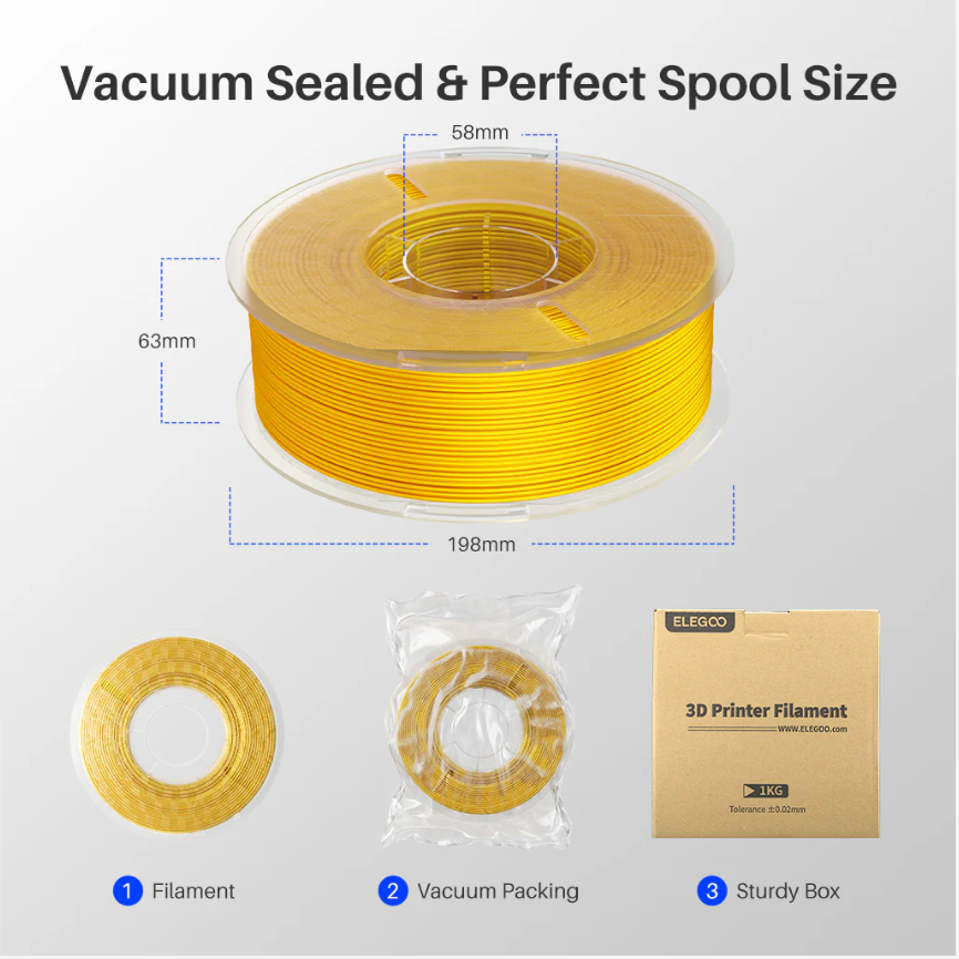 ELEGOO SILK PLA Filament color ,High Reliability , for Most FDM 3D Printers,Accurate & Consistent Dimension
