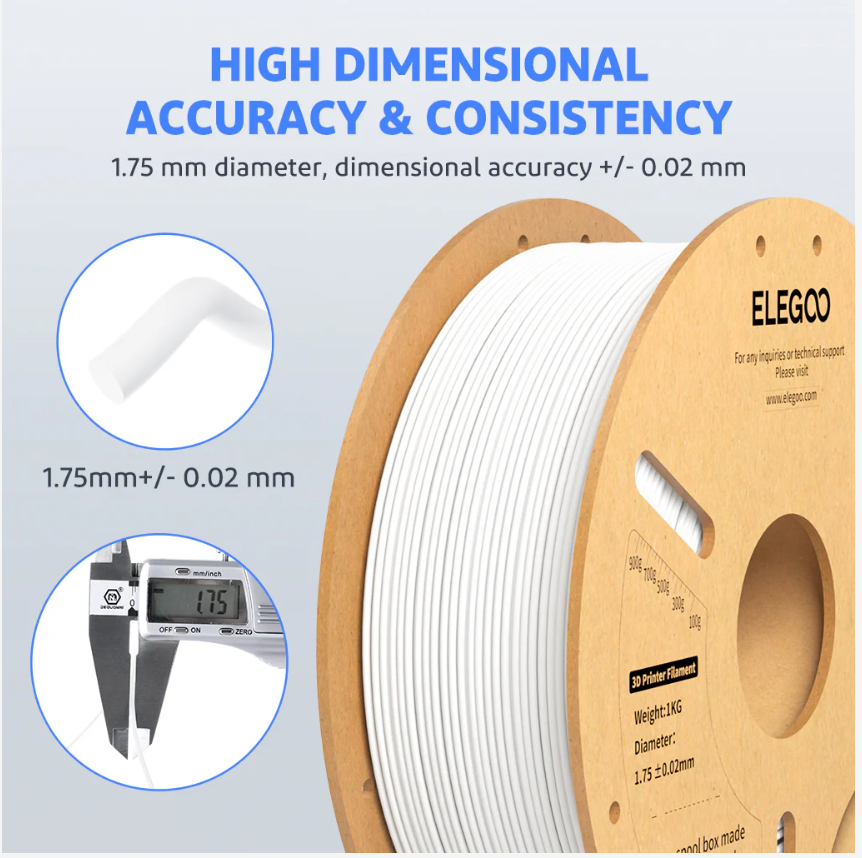 ELEGOO PLA+ Filament 1.75mm Colored PLA+ Tougher and Stronger  ,High Reliability ,Accurate & Consistent Dimension