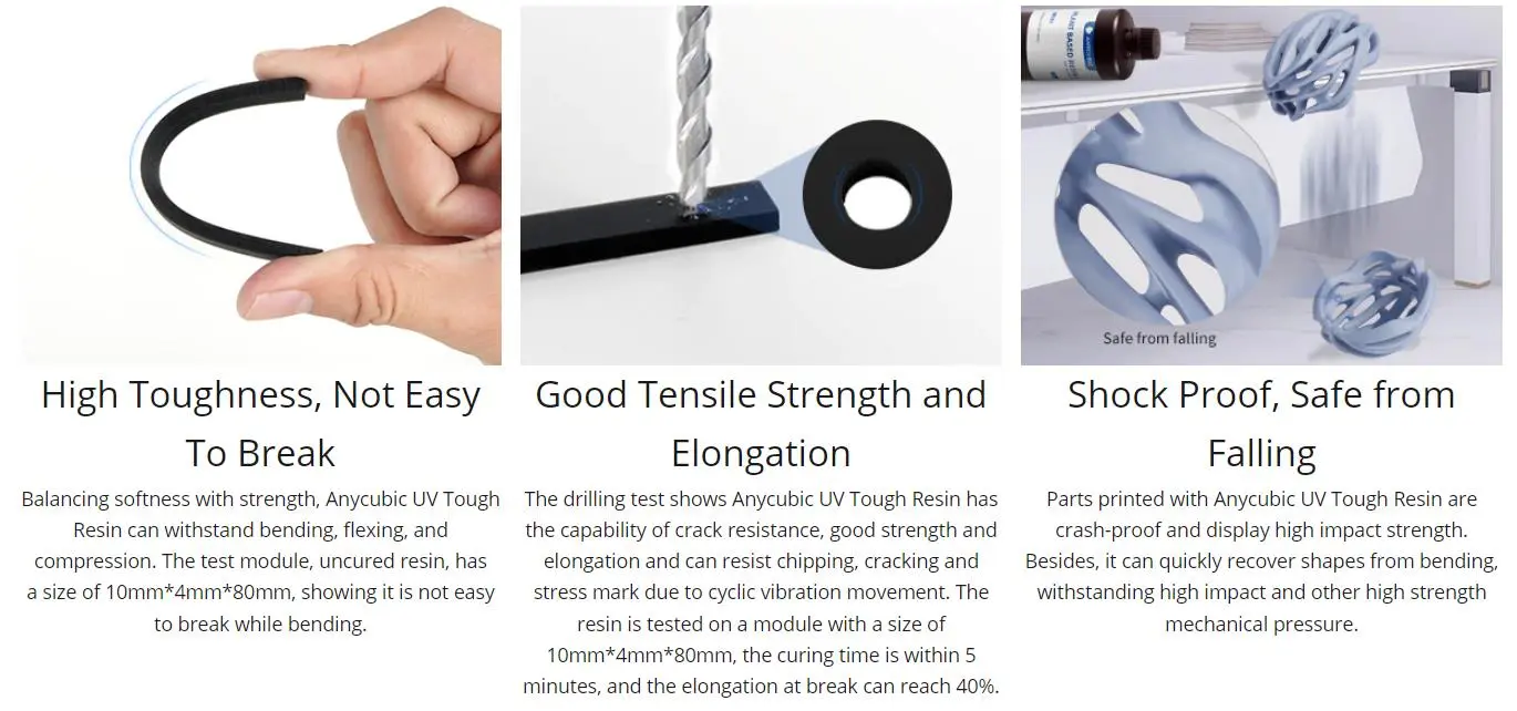 Anycubic UV Tough Resin,Low Odor, Photopolymer Resin for LCD 3D Printing,1kg multiple color