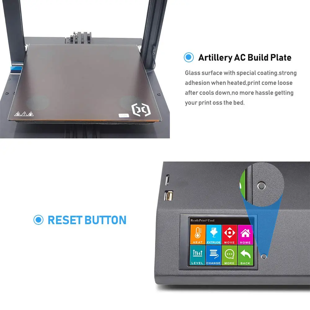 Artillery Sidewinder X1 3D Printer  Reset Button Dual Z Axis Ultra-Quiet Printing Runout Detection & Recovery